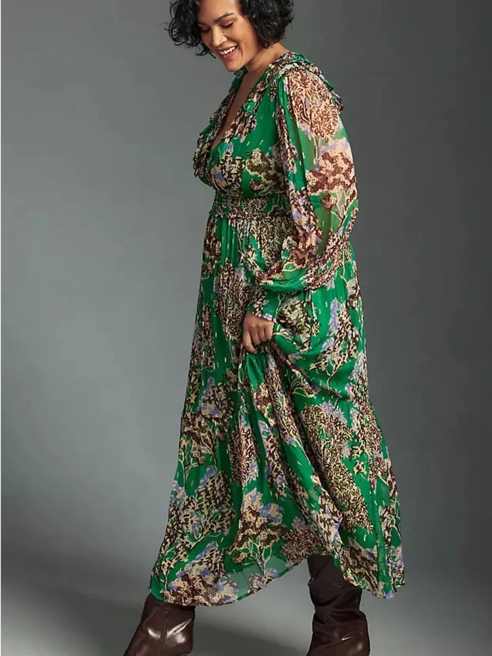 Anthropologie Odetta V neck ruffle maxi dress - Picture 3 of 7